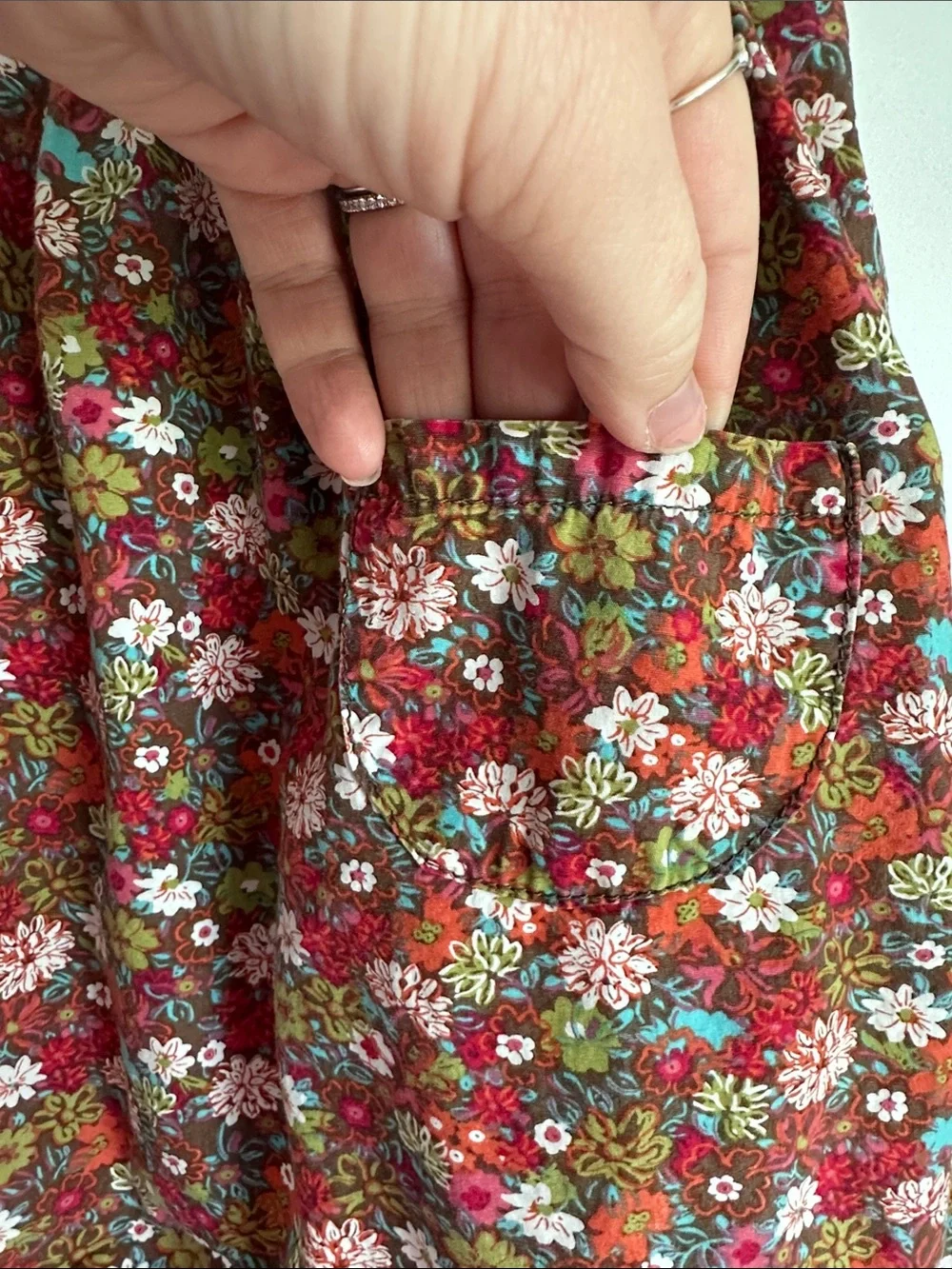 Old Navy Girls Floral Dress 2T Brown Cotton Fall Cottagecore Pocket Dress YK2 - Picture 5 of 8